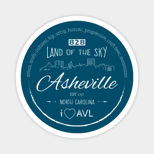 Asheville, NC Word Cloud - WO Blue 16 Magnet